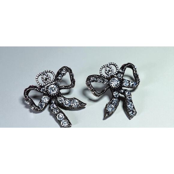 Gucci Silver Crystal Bow Earring - Picture 3 of 7